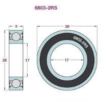 6803 2RS SEALED BEARING 17 X 26 X 5 FOR HUBS